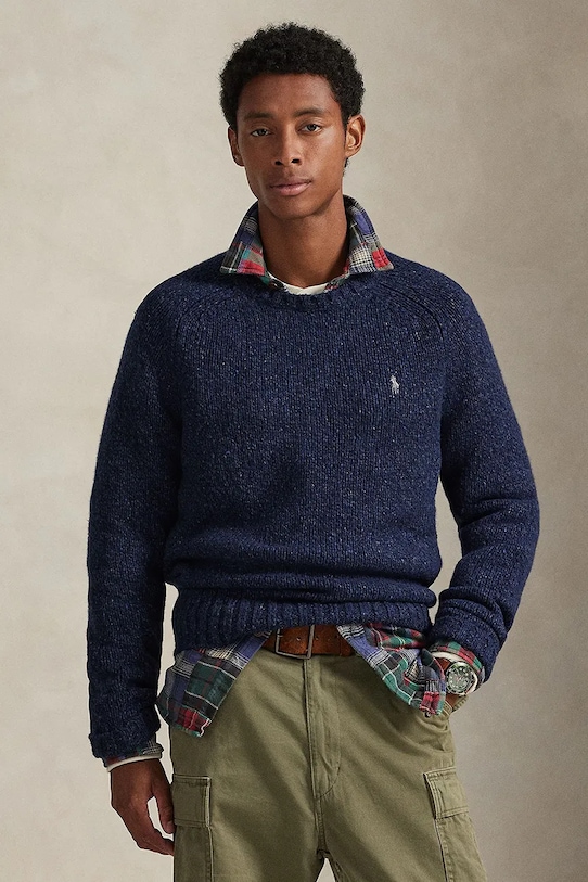 Polo Ralph Lauren pulover din amestec de lână grosime medie bleumarin 710982142