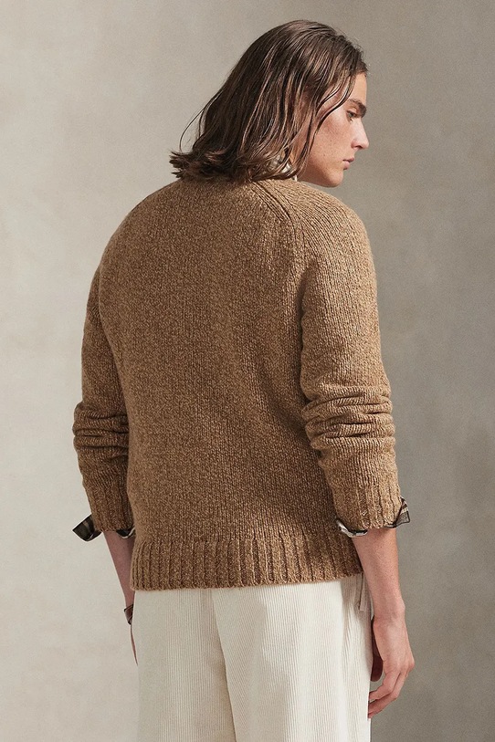 Πουλόβερ με προσθήκη μαλλιού Polo Ralph Lauren 710982142 καφέ AW25