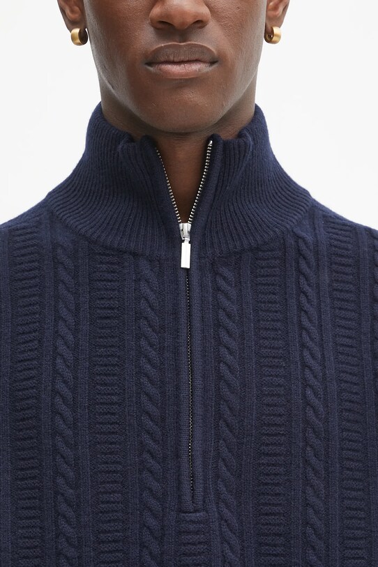 A.P.C. sweter wełniany Pull Theo granatowy WVBCZ.H23416