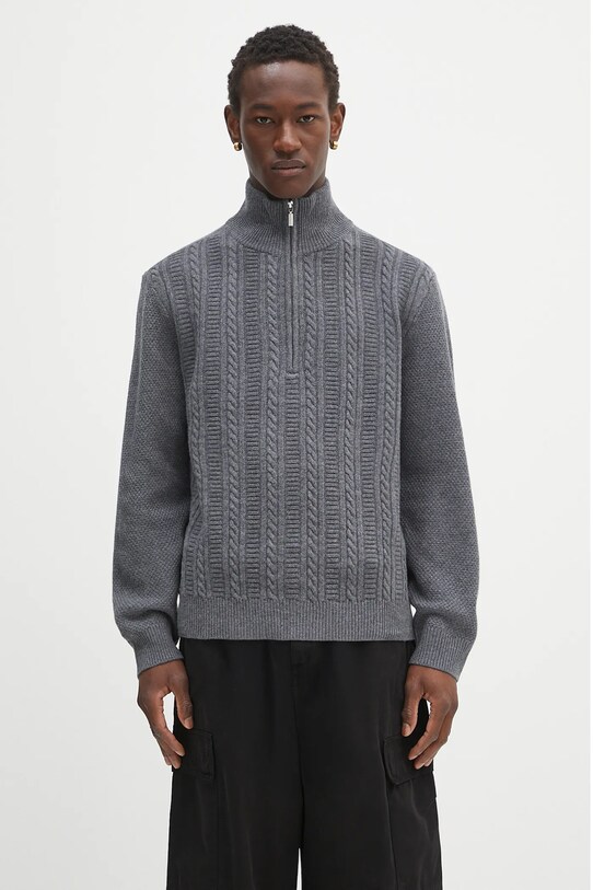 A.P.C. sweter wełniany Pull Theo wełna szary WVBCZ.H23416