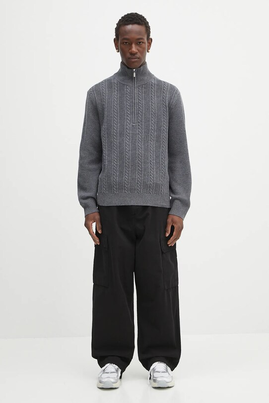 A.P.C. sweter wełniany Pull Theo WVBCZ.H23416 szary