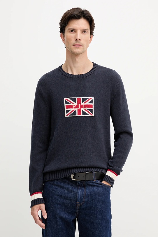 Pepe Jeans sweter bawełniany aplikacja granatowy PM7000018
