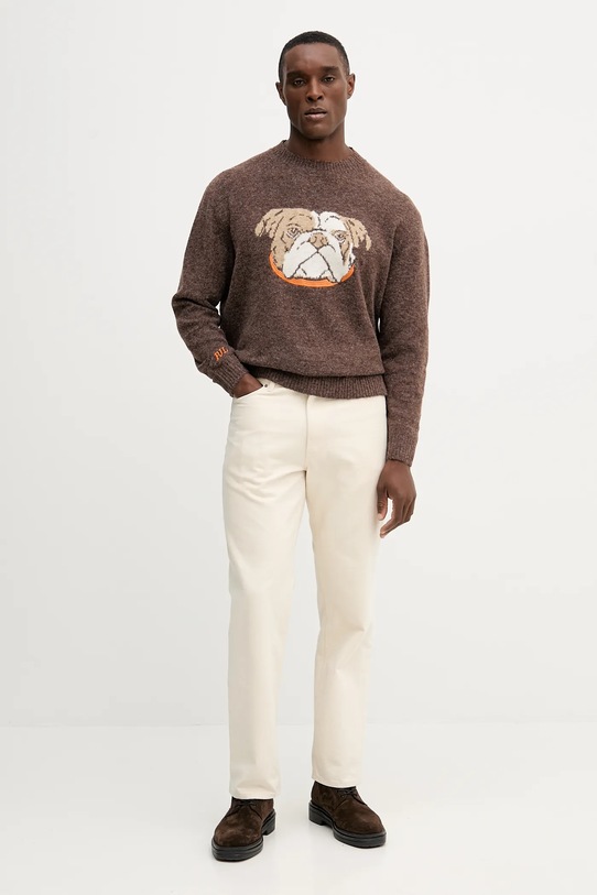 Pepe Jeans sweter z domieszką wełny PM7000023 brązowy AW25