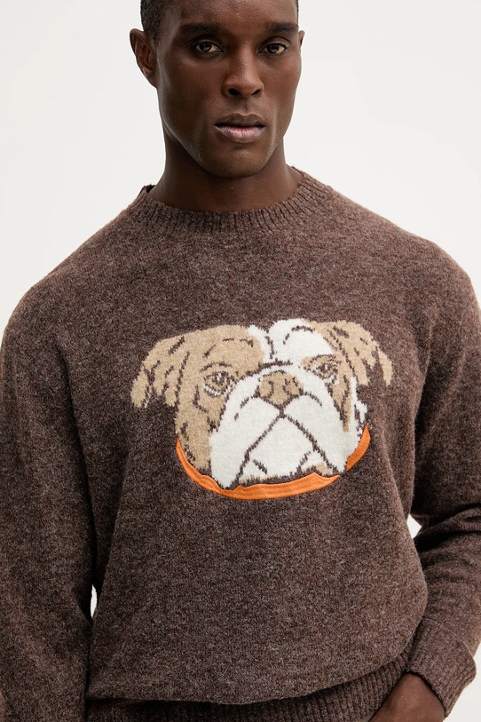 Pepe Jeans sweter z domieszką wełny brązowy PM7000023