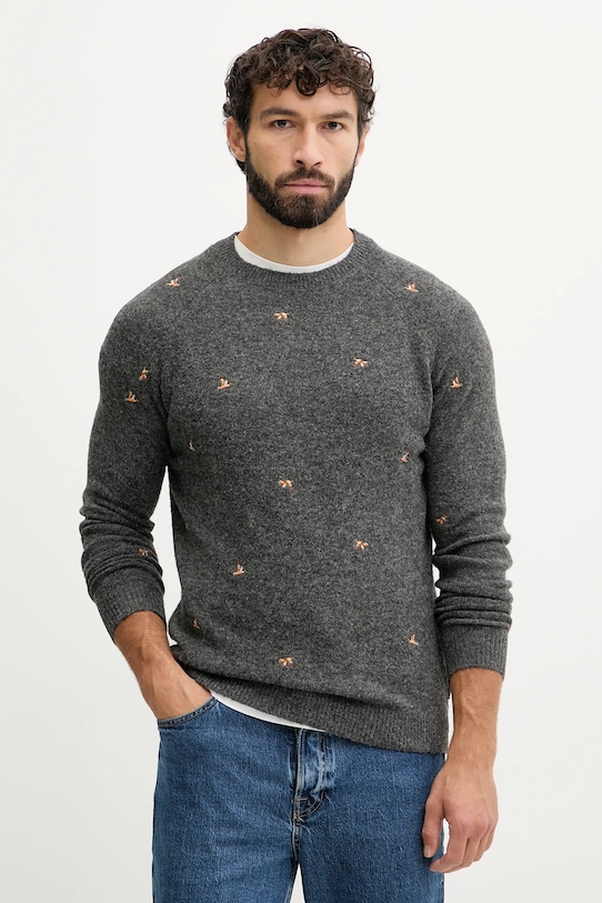 Pepe Jeans sweter z domieszką wełny okrągły szary PM7000026