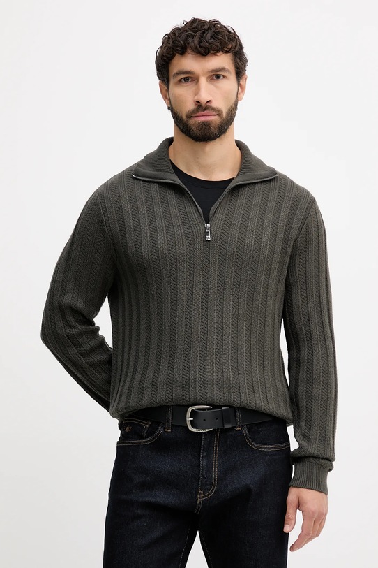 Armani Exchange sweter z dodatkiem wełny półgolf zielony XM001332.AF13776