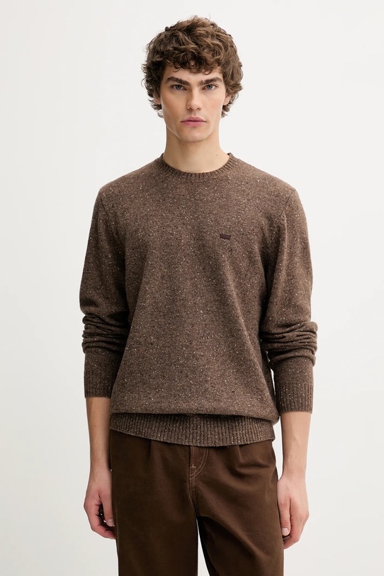 Levi's sweter z dodatkiem wełny okrągły brązowy A4320.0027