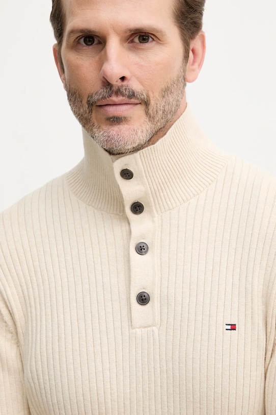 Tommy Hilfiger sweter z domieszką kaszmiru beżowy MW0MW40447