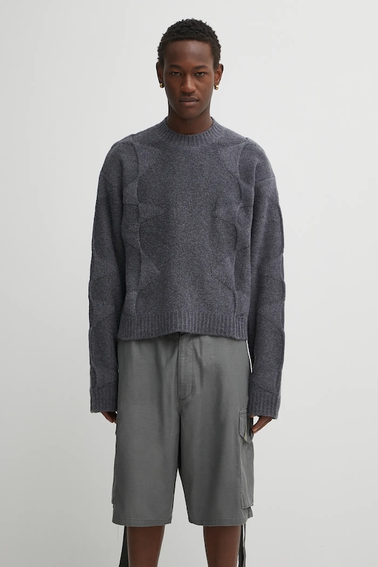 Vuneni pulover Heliot Emil bez uzorka siva PREAW25.M.07.063.DGY05.