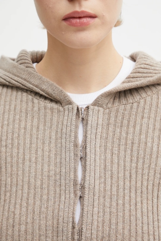 Heliot Emil kardigan wełniany AW25.W.07.084.DST19 brązowy