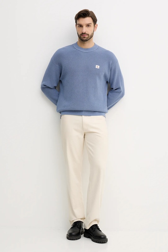 Calvin Klein Jeans sweter bawełniany LV04RD313G niebieski AW25