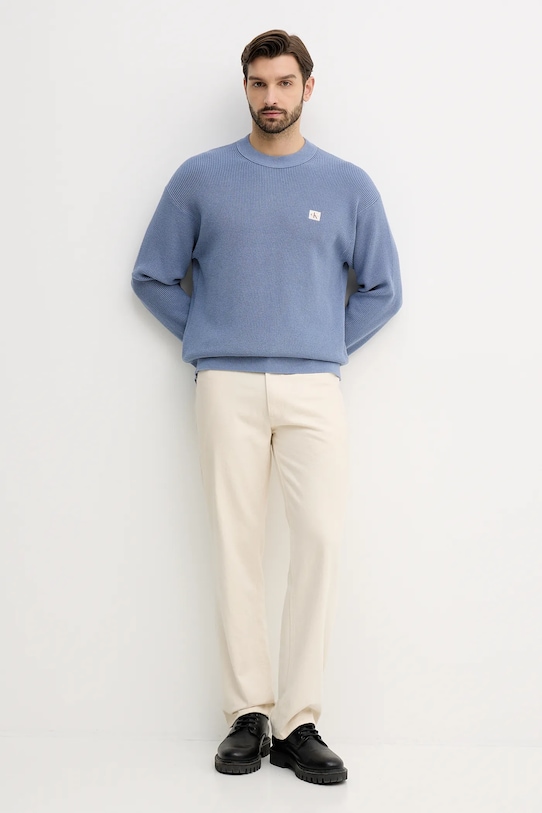 Calvin Klein Jeans sweter bawełniany LV04RD313G niebieski AW25