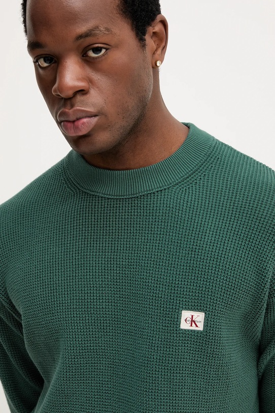 Bavlněný svetr Calvin Klein Jeans zelená LV04RD313G