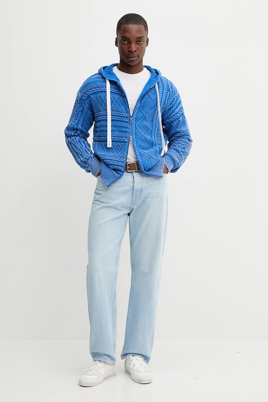 Desigual kardigan bawełniany BLUEWASHED 25WMJF08 niebieski AW25