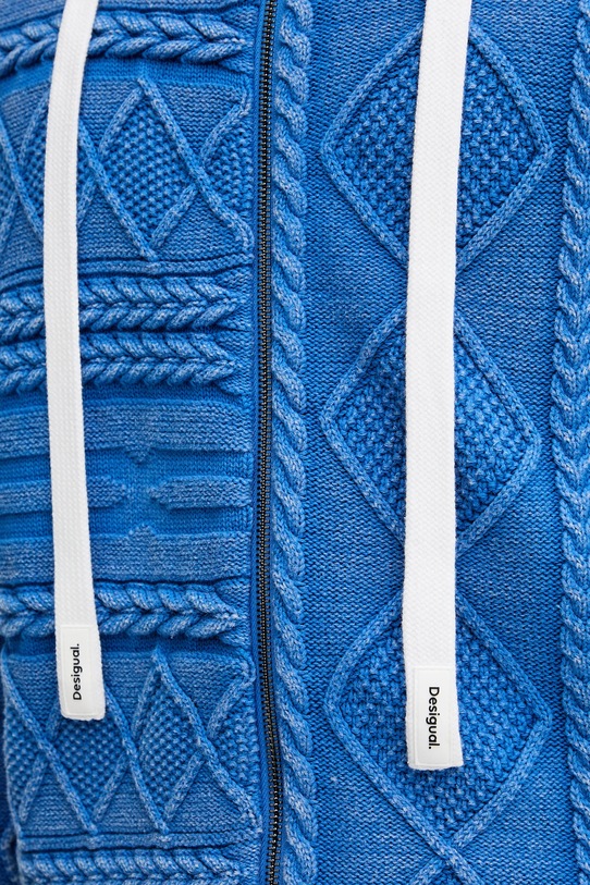 Desigual kardigan bawełniany BLUEWASHED 25WMJF08 niebieski