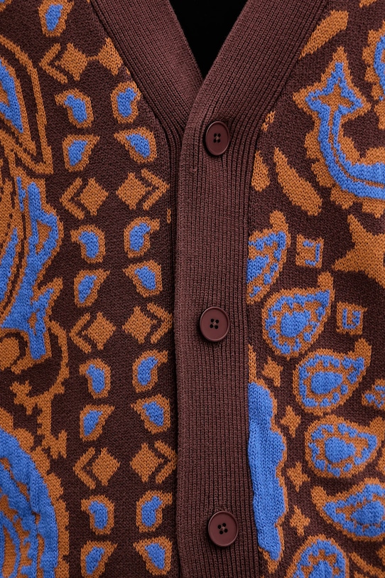 Πλεκτή ζακέτα Desigual 0 Back embro 25WMJF12 καφέ