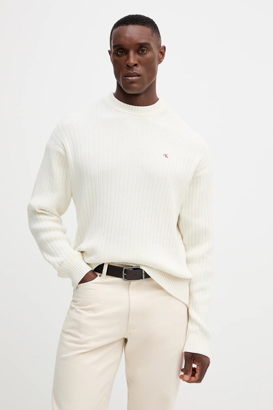 Calvin Klein Jeans sweter bawełniany bawełna beżowy LV04RD314G