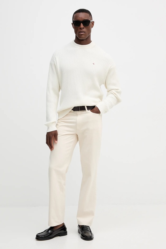 Calvin Klein Jeans sweter bawełniany LV04RD314G beżowy AW25