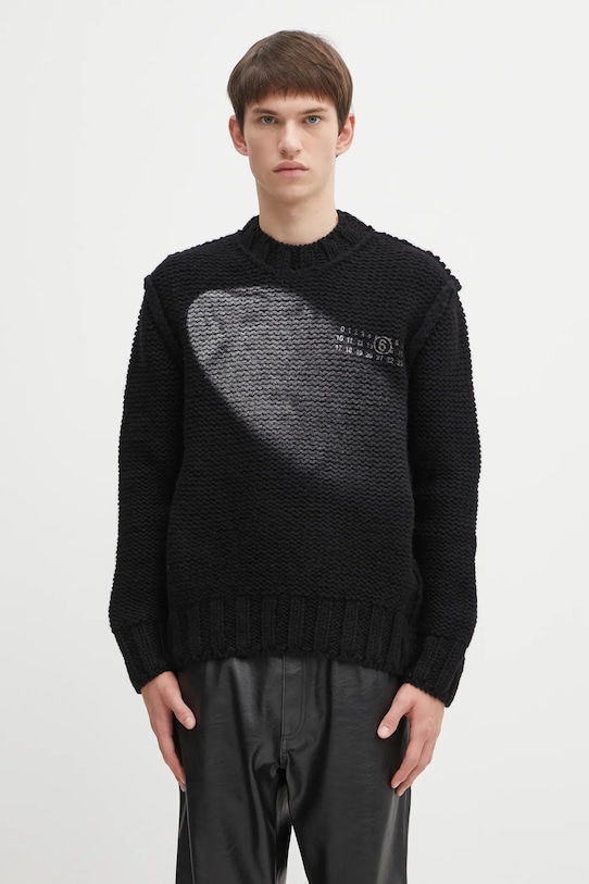 MM6 Maison Margiela sweter wełniany okrągły czarny SH2HL0029.M13173.900S