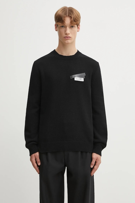 MM6 Maison Margiela sweter wełniany okrągły czarny SH2HL0030.M13168.900S