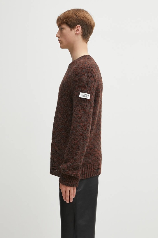 MM6 Maison Margiela sweter wełniany SH2HL0034.M13174.961 brązowy AW25