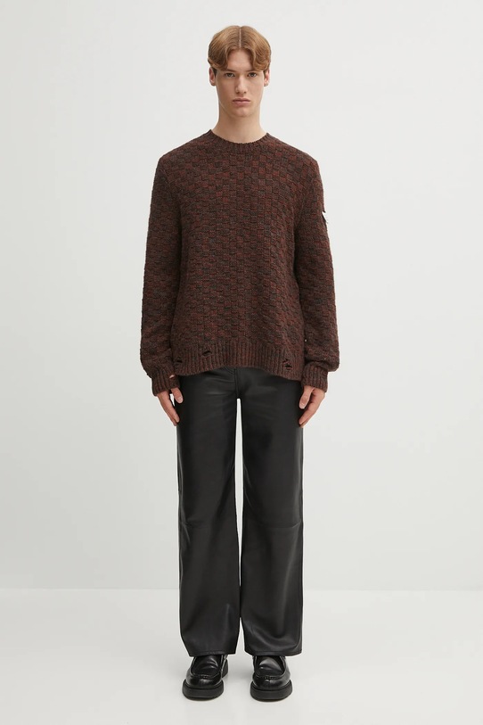 MM6 Maison Margiela sweter wełniany SH2HL0034.M13174.961 brązowy