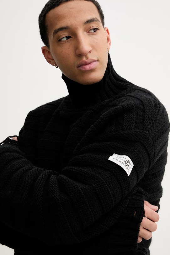 MM6 Maison Margiela sweter wełniany czarny SH0HA0004.M13040.900