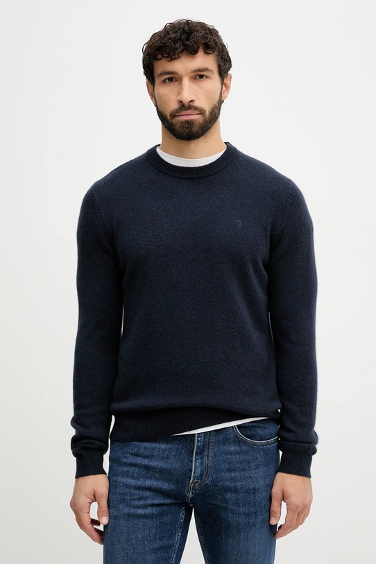 Trussardi sweter kaszmirowy okrągły granatowy M0208000022N