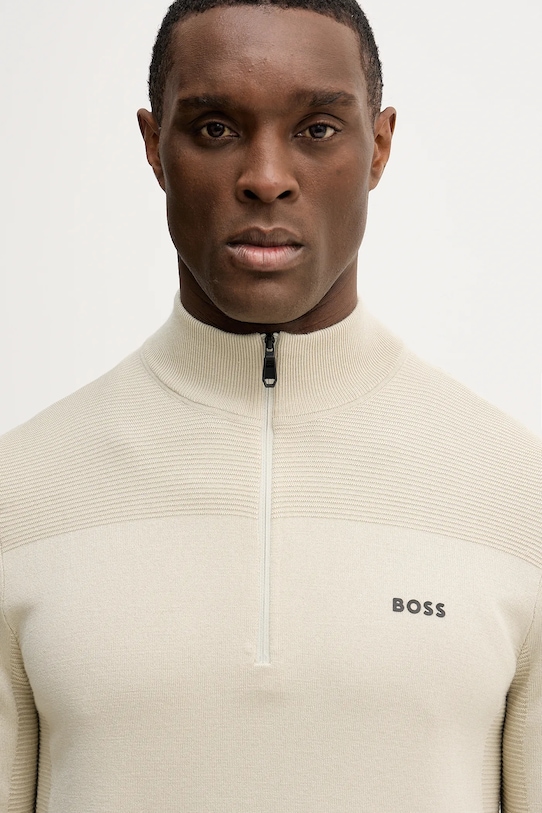 Πουλόβερ με προσθήκη μαλλιού BOSS Green KN_Momentum-X QZ μπεζ 50547898