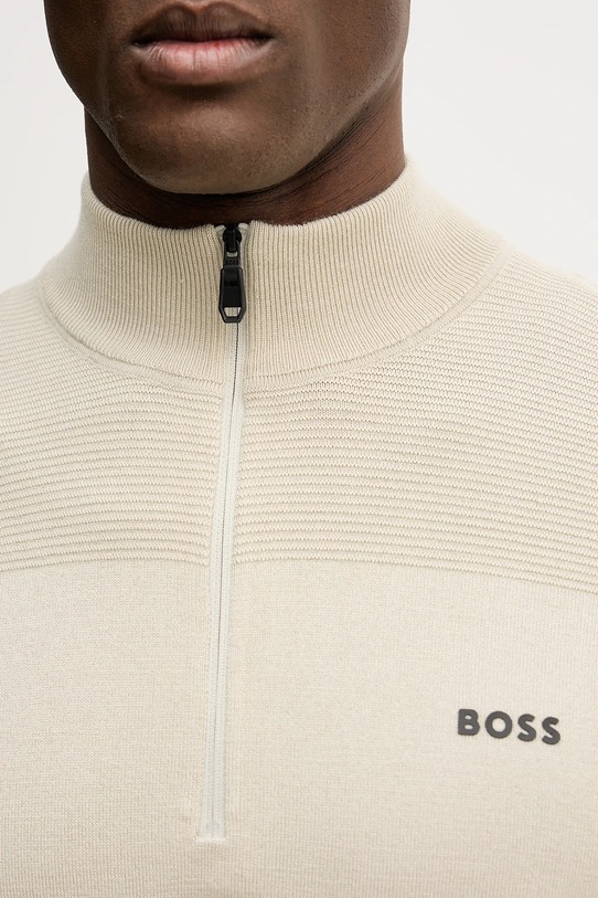 Πουλόβερ με προσθήκη μαλλιού BOSS Green KN_Momentum-X QZ 50547898 μπεζ
