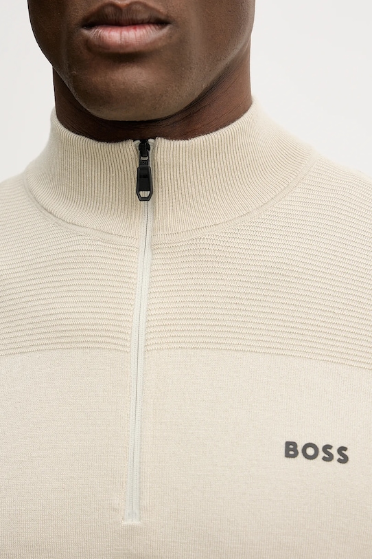 Πουλόβερ με προσθήκη μαλλιού BOSS Green KN_Momentum-X QZ 50547898 μπεζ