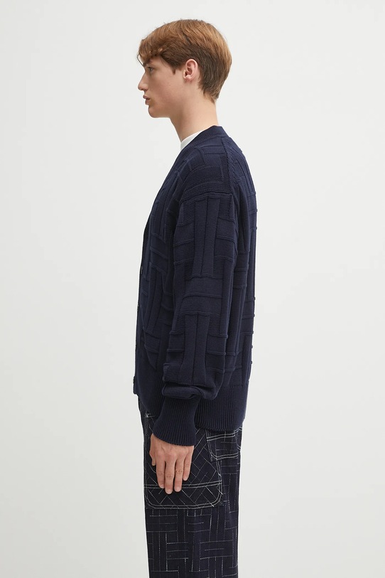 Kenzo kardigan bawełniany Gots Kenzo Weave Cardigan FF55CA7073CB granatowy AW25