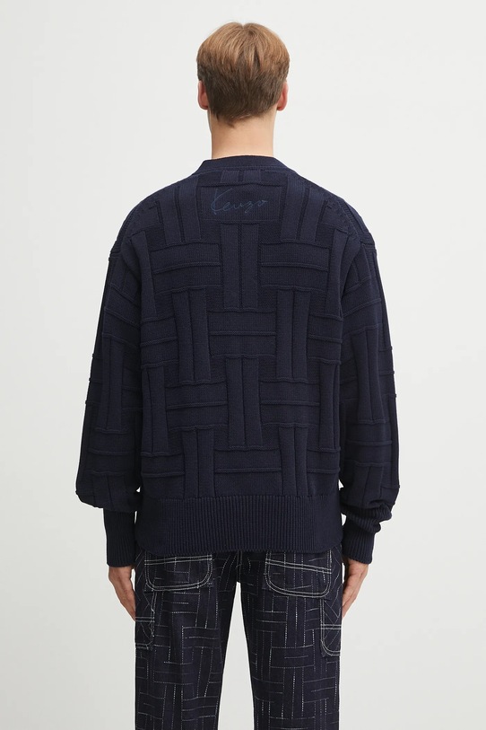 Odzież Kenzo kardigan bawełniany Gots Kenzo Weave Cardigan FF55CA7073CB granatowy