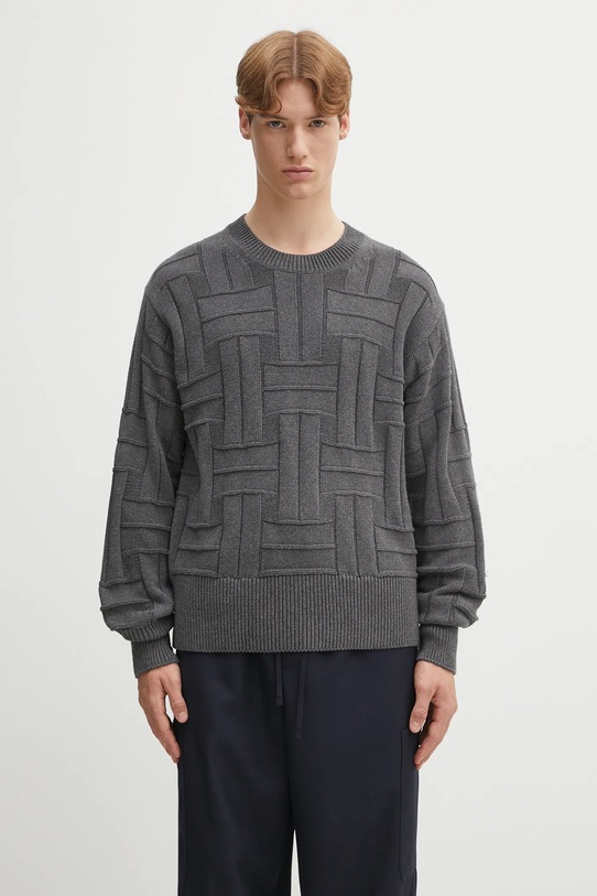 Kenzo sweter bawełniany Gots Kenzo Weave Jumper gładkie szary FF55PU7083CB