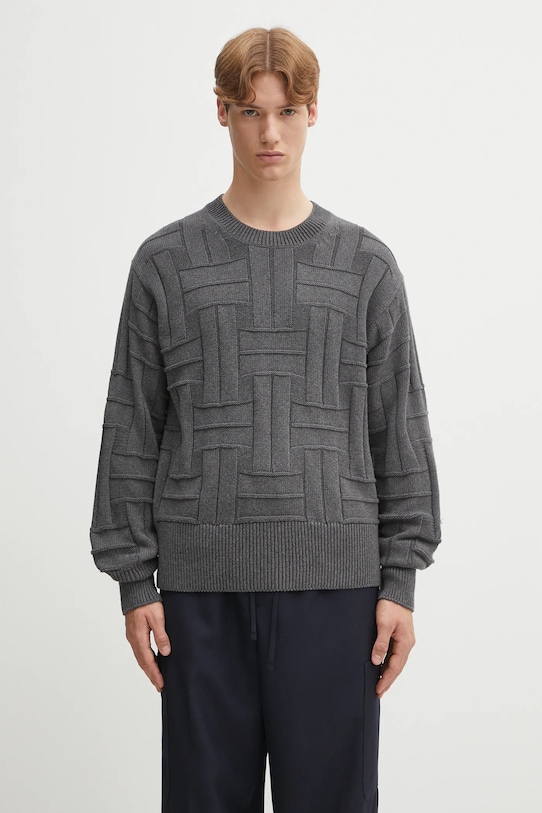 Bavlněný svetr Kenzo Gots Kenzo Weave Jumper hladký šedá FF55PU7083CB