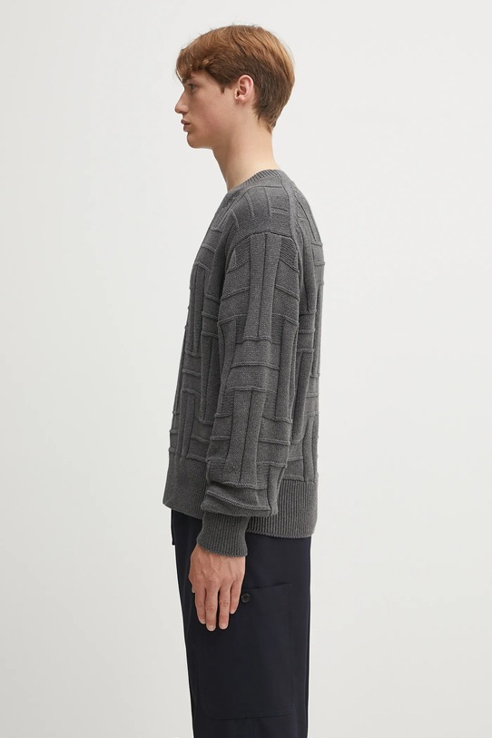 Kenzo sweter bawełniany Gots Kenzo Weave Jumper FF55PU7083CB szary AW25