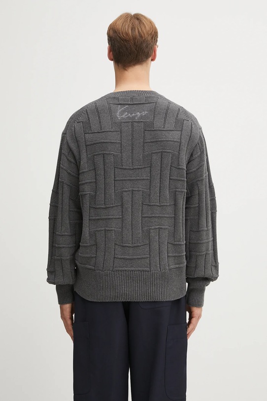 Odzież Kenzo sweter bawełniany Gots Kenzo Weave Jumper FF55PU7083CB szary