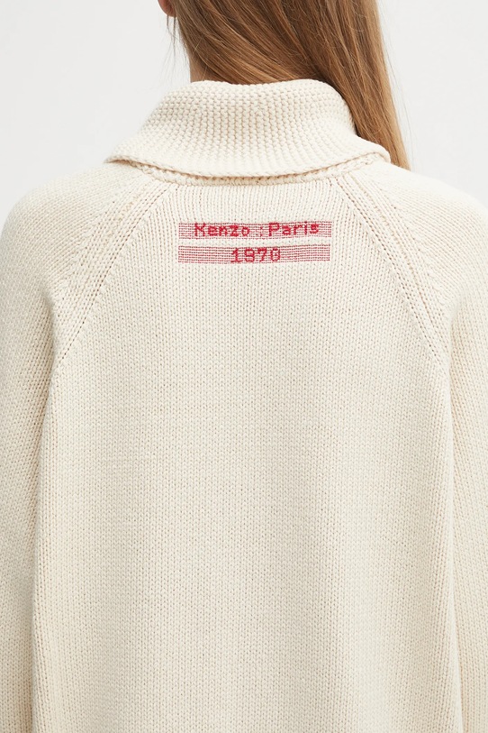 Kenzo kardigan z wełną Rws City Zipped Cardigan FF65CA7453CF beżowy