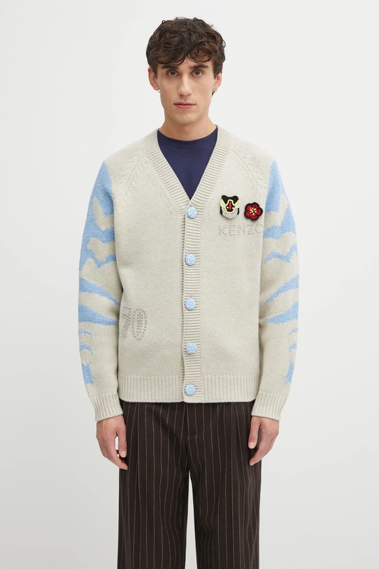 Odzież Kenzo kardigan z dodatkiem wełny Rws Pachinko Cardigan FF65CA7463CI beżowy