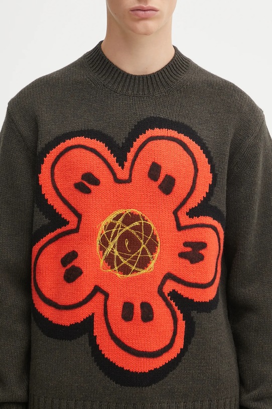 Μάλλινο πουλόβερ Kenzo Rws Futura Jumper πράσινο FF65PU7413CK