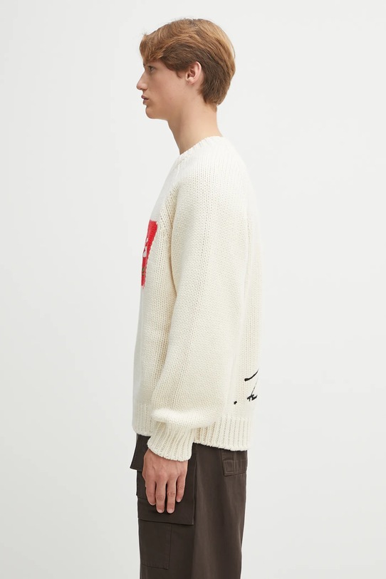 Kenzo sweter wełniany Rws Futura Jumper FF65PU7573CT beżowy AW25