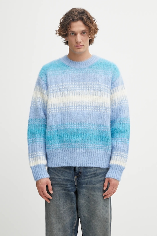Sveter s prímesou vlny Kenzo Speed Stripe Jumper okrúhly modrá FF65PU7653CG