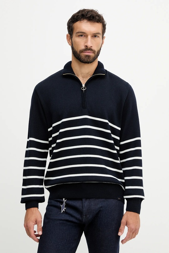 Paul&Shark sweter z wełną zapinany granatowy 15311142