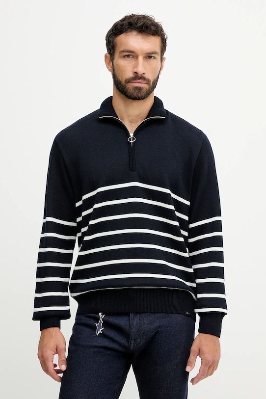 Paul&Shark sweter z wełną zapinany granatowy 15311142