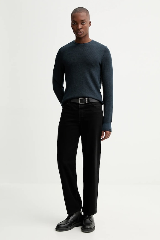 Rag & Bone sweter z dodatkiem wełny RH3225F6MWL granatowy AW25
