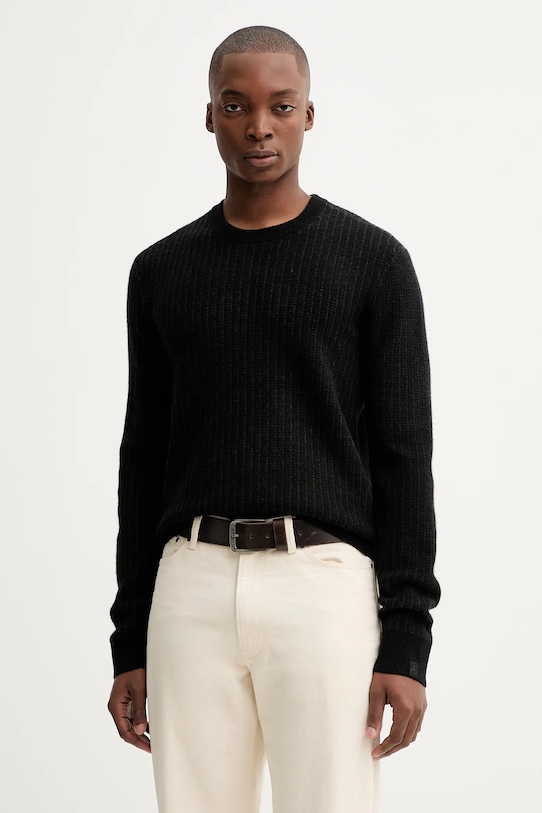 Rag & Bone sweter wełniany wełna czarny RH2325F6MWL