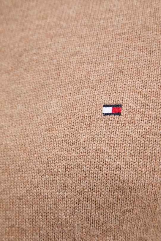 Tommy Hilfiger sweter wełniany MW0MW40438 brązowy