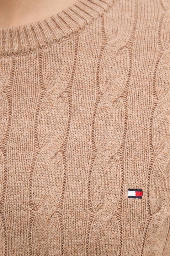 Tommy Hilfiger sweter wełniany MW0MW40442 beżowy