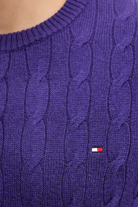 Tommy Hilfiger sweter wełniany MW0MW40442 fioletowy