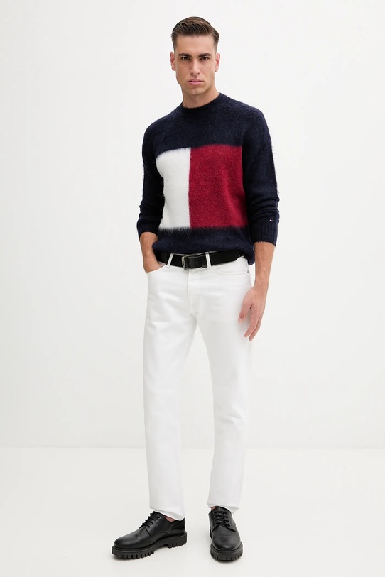 Tommy Hilfiger sweter z dodatkiem wełny MW0MW41322 granatowy AW25